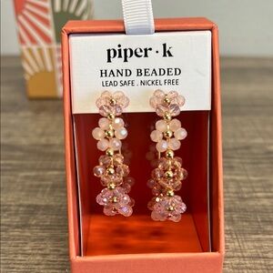 Piper K | Pink Floral Beaded Earrings